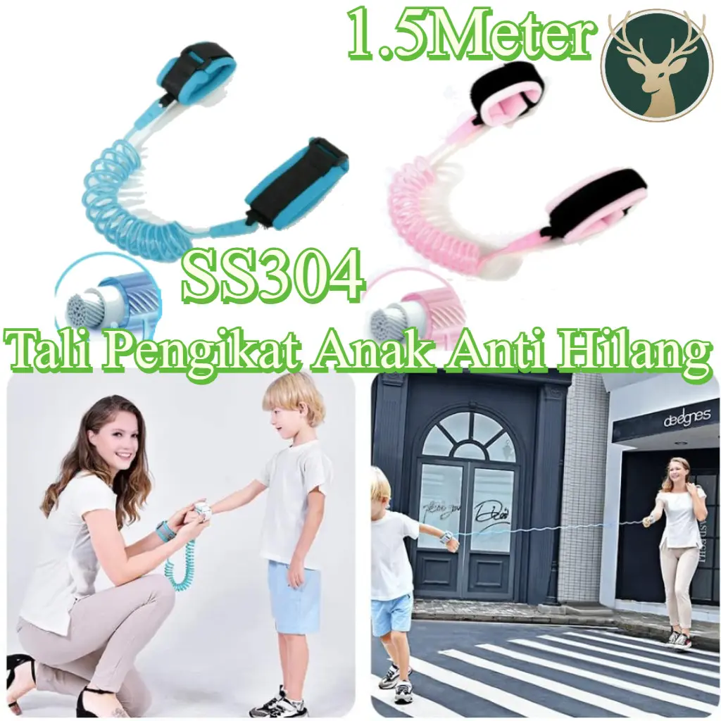 1.5Meter Tali Pengikat Anak Anti Hilang / Gelang Tali Pengaman Anak / Tali Pengaman Gandeng Anak Bayi / Gelang Anti-berkeliaran / Child Anti Lost Strap / Gelang Tali Pengaman Anak / Child Safety(Bahan Hypoallergenic FDA & Anti Lecet)