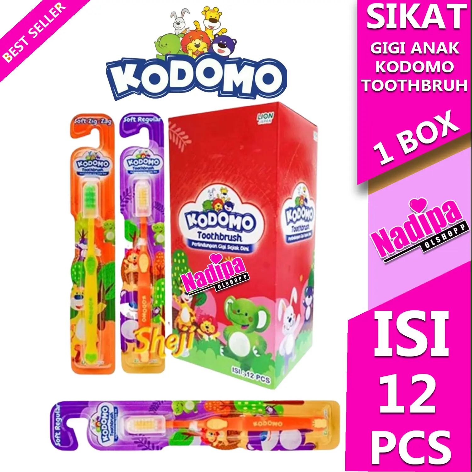 SIKAT GIGI ANAK KODOMO soft TOOTHBRUH I PAK ISI 12 PCS nadipa olshopp
