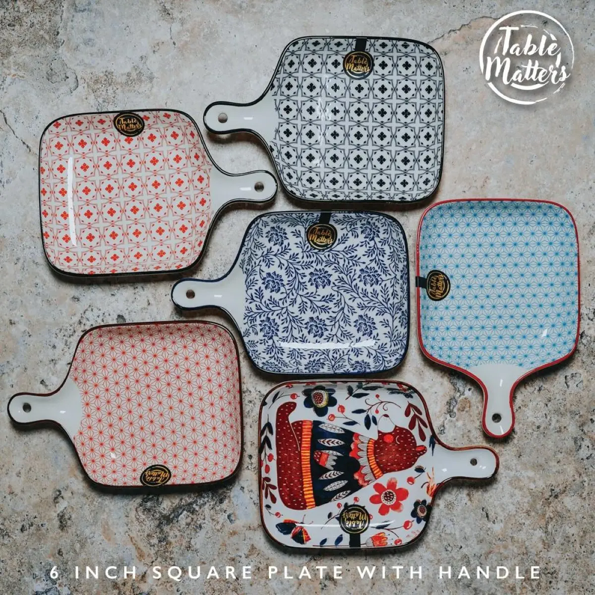 Table Matters - Assorted 6 Inch Plate with Handle