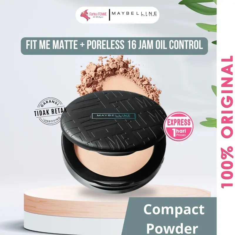 FEMME || Fit Me Matte Plus Poreless Compact Powder - Bedak Padat Maybelline 0