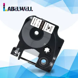 Labelwell 12mm Black on White 18483 Permanent Polyester Labels tape compatible for Dymo Rhino Industrial 5000,6000 Label Maker