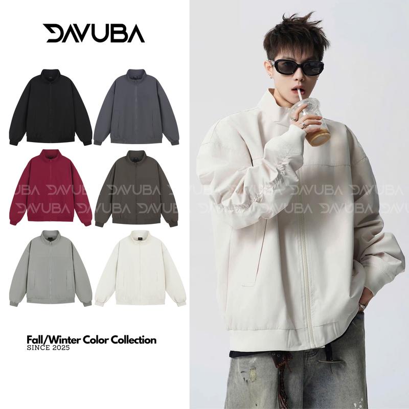 DAVUBA Áo Khoác Gió Tay Nhúm Nam Cổ Cao 2 Lớp Trượt Nước Cản Gió SM150