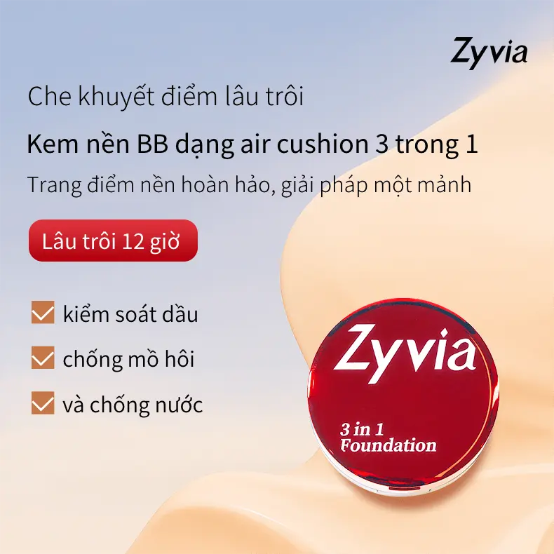 Hình ảnh ZYVIA  3 in 1 cushion   10g+1.2g*2+2g Hỗ trợ lớp nền mịn mềm và hỗ trợ lâu trôi chống thấm nước Lâu Trôi Đến 12Giờ 5