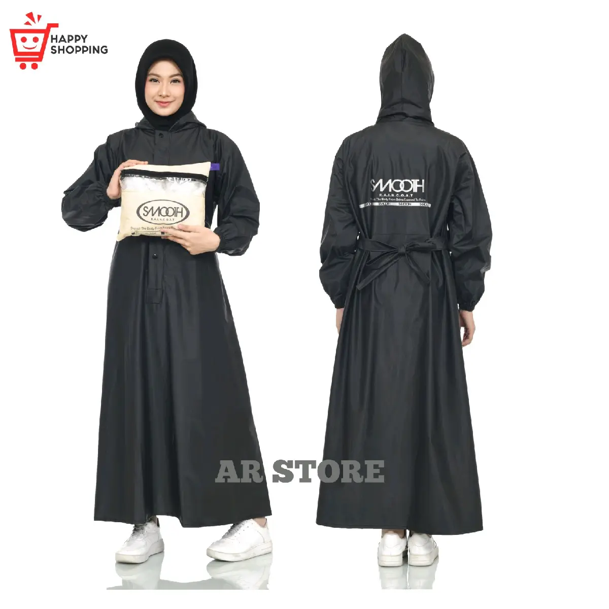 SMOOTH Jas Hujan Premium Anti Rembes Model Gamis Wanita Dewada Bahan 0,25 Original