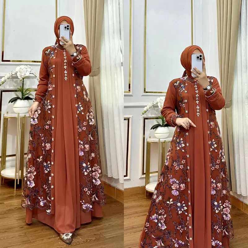 Viral / Gamis Brukat Kondangan Terlaris / ELZINA MAXY Dress Mewah Pesta 4