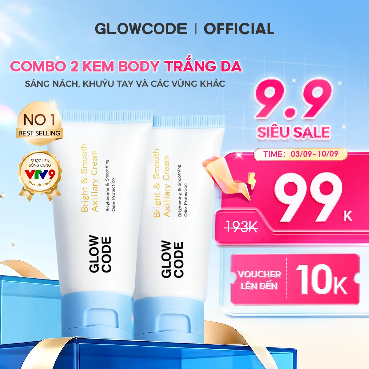 [MUA 2 GIẢM 10%] Combo 2 Kem body trắng da Glowcode hỗ trợ giảm thâm nách dưỡng ẩm body với Niacinamide body lotion