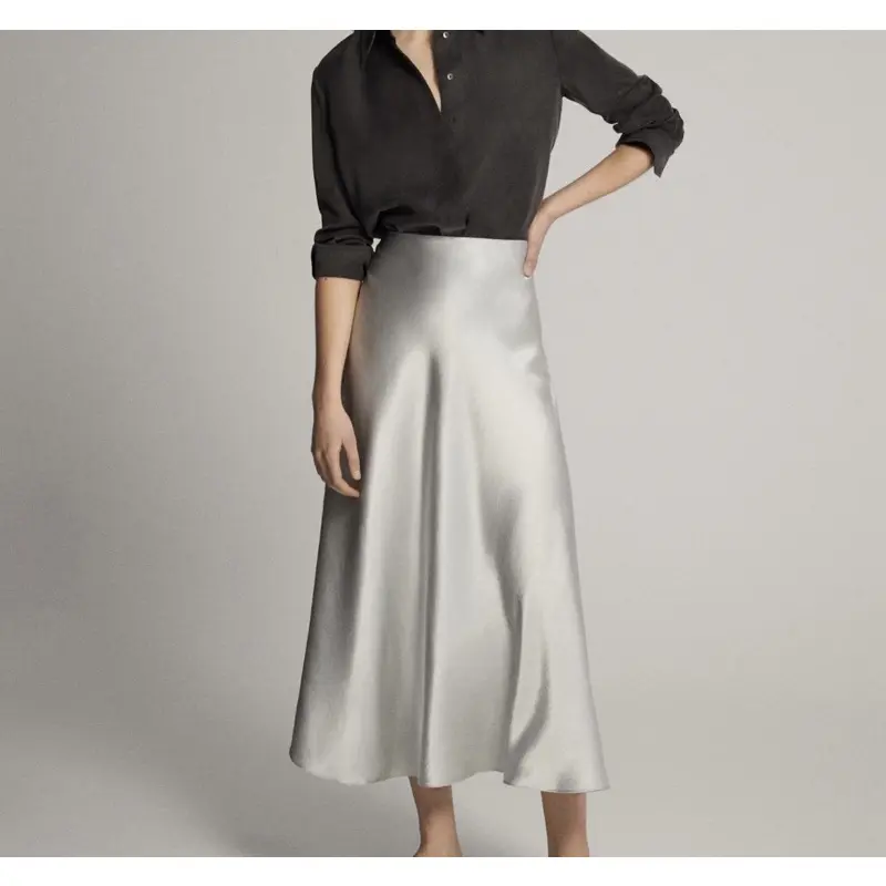 ALINE MIDI SKIRT SATIN / ROK SATIN / MIDI SKIRT SILK / READY STOCK BANYAK SIZE