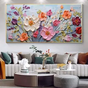 lukisan dinding abstrak bunga dan burung hiasan dinding aesthetic modern Kayu Frame