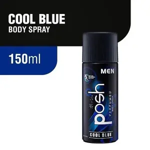 Posh Spray Cologne Pria Cool Blue 150 ml - Deodorant Tubuh Ketiak Leher Cowok Perawatan Tangan Pencerah Black