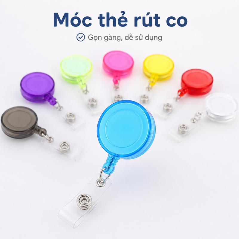 Kẹp Thẻ Co Rút ID Dây Kéo Tiện Dụng Nhiều Màu Cho Học Sinh Sinh Viên Văn Phòng Phụ Kiện Thẻ