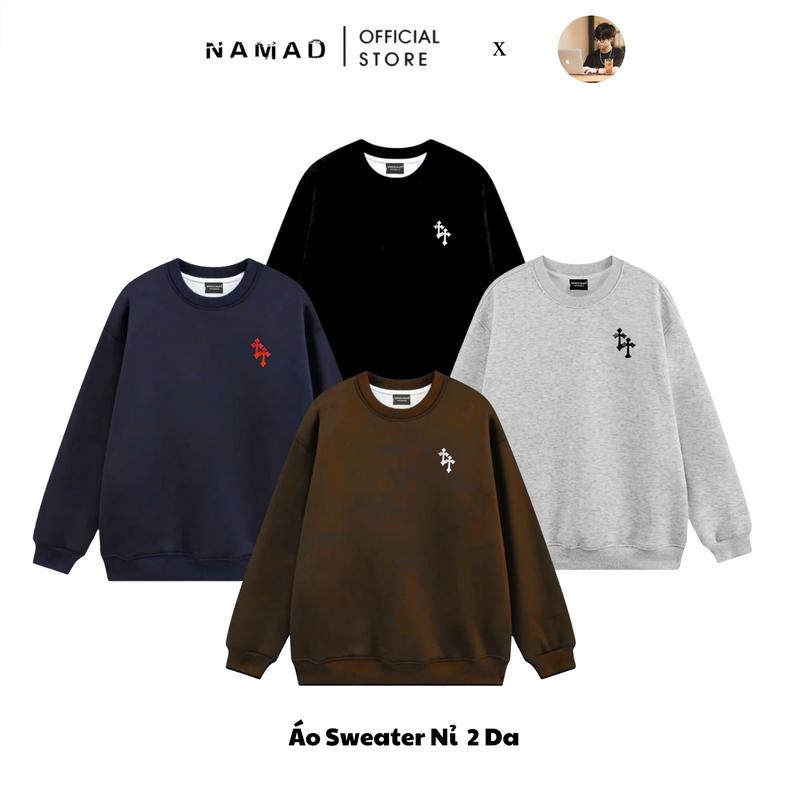   NAMAD x Tư Đẹp Chai Thích Live  Áo Sweater Cổ Tròn Nam Nữ NAMAD Chất Liệu Nỉ Hai Da Form Oversize Thêu Logo Chỉ Nổi 5D 