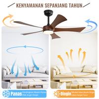 Gambar Sofucor【Garansi 5 tahun】Kipas Langit-langit 52 inci Warna Hitam Doff，Gaya Asia Tenggara modern dan mewah，Bilah kipas dengan motif serat kayu gelap，Lampu LED tiga warna，Motor DC enam kecepatan，Mesin ini beroperasi dengan tenang.Vila, ruang makan - 52'' Kayu Terang dari sofucor fan Kab. Tangerang 5 Tokopedia