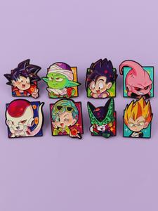 Set de 8 piezas de Pins de esmalte de Anime clásico japonés, Broches de aleación de zinc de personajes de caricatura, Perfectos para mochilas, sombreros y suéteres