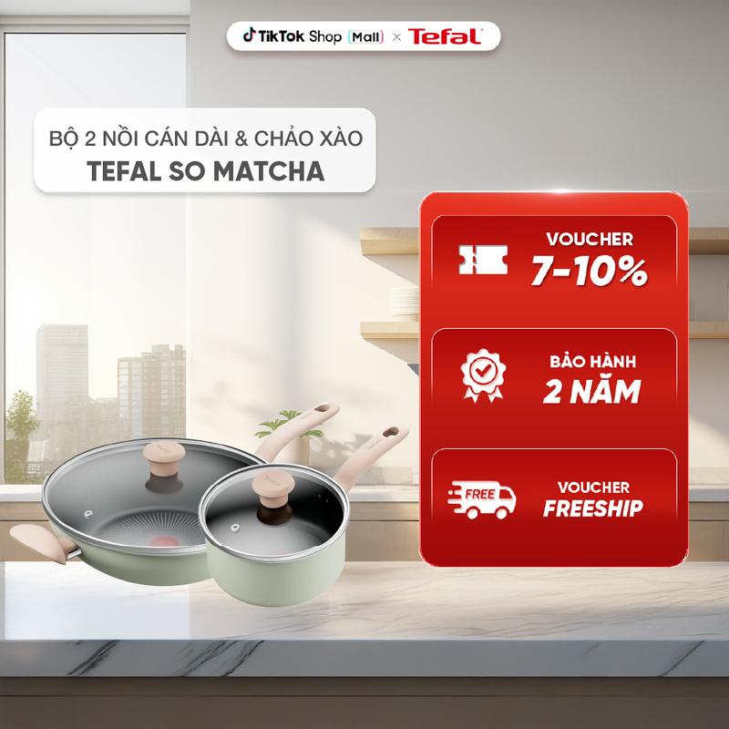 Bộ 2 nồi cán dài & chảo xào chống dính đáy từ Tefal So Matcha - 18-28cm G179S495