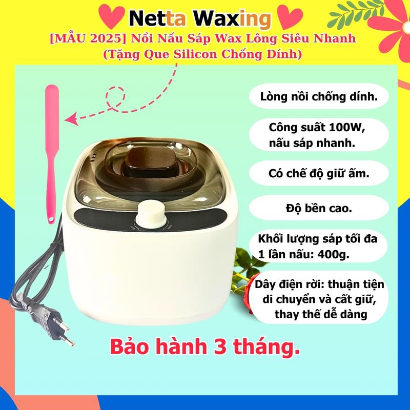 TẶNG QUE SILICON Máy Nồi Nấu Sáp Wax Lông Chống Dính Mẫu 2025 - Nấu sáp Waxing siêu nhanh
