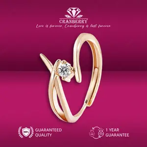 OS1-R222 Cincin Wanita Cranberry Jewelry Premium Lapis Emas 18k Anti Luntur Anti Berubah Warna Garansi 1 Tahun Resmi Size Adjustable Kualitas Grade Terbaru Aksesoris Perhiasan Cincin Nikah Permata VVS1 Elegan COD Korean Style