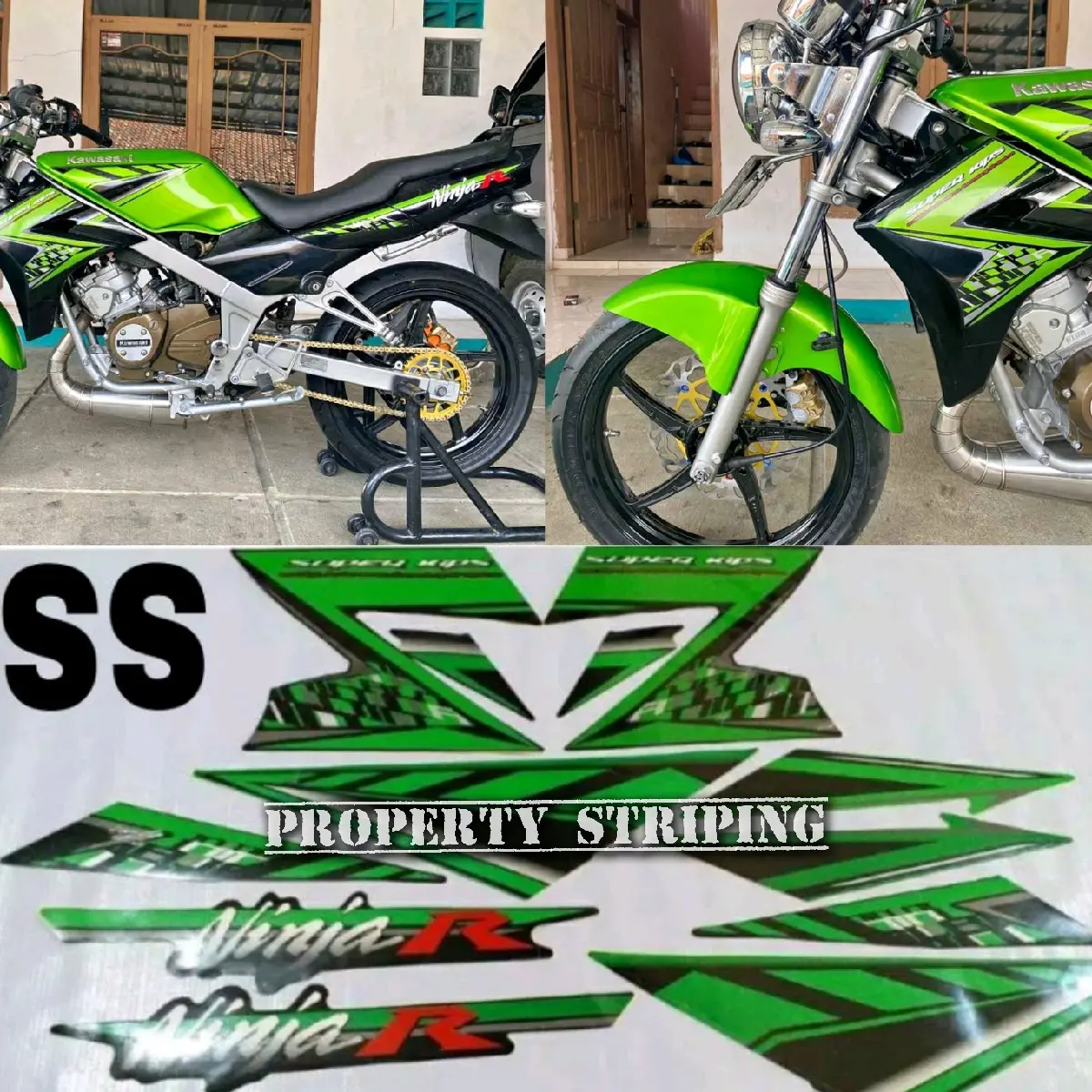 lis stiker striping montor NINJA R tahun 2014  2015 warna hijau (METALIK)