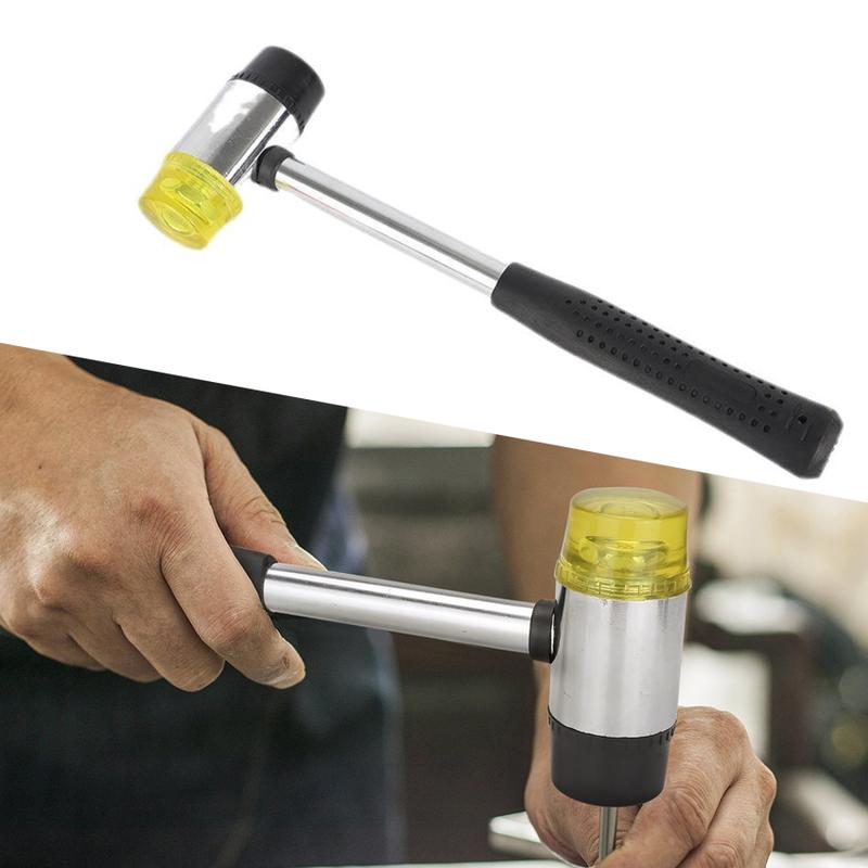 Product Introduction of 25/30mm Leather DIY Tool Double Face Soft Touch Hammer Black Plastic Coated Grip Double Head Rubber Hammer Handheld Tool 40