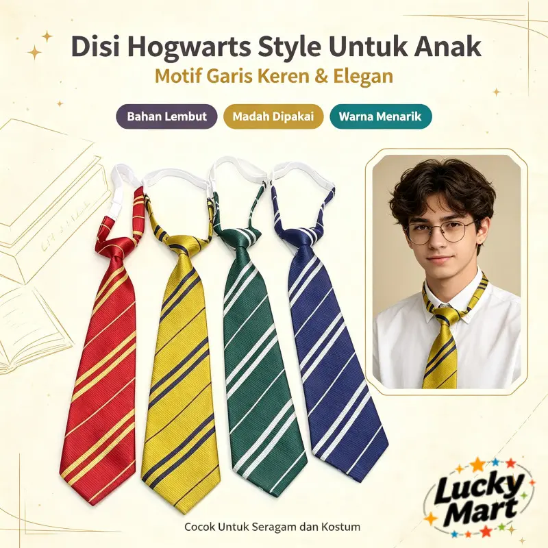 Aksesoris Seragam Dasi Pria Gaya Hogwarts Harry Potter, Dasi Cosplay British Style, Varian Warna Gryffindor Slytherin Hufflepuff untuk Remaja