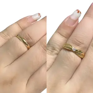 Cincin Nikah - Cincin wanita Cantik -Titanium Lapis Emas 18k Rings Gold