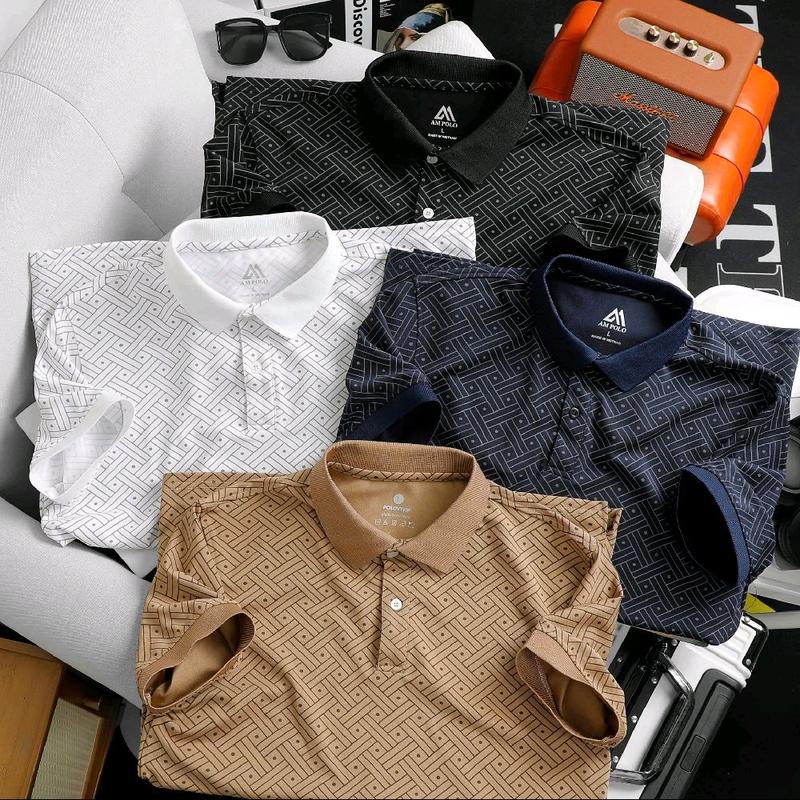 Áo Polo nam nữ ABFIT chữ B cổ bẻ thun CVC co dãn thoáng mát , hút mồ hôi , phối trơn viền ngắn tay trẻ trung cotton  Menswear Shirt trắng đen , cho bố A38 Nhung Có Cổ