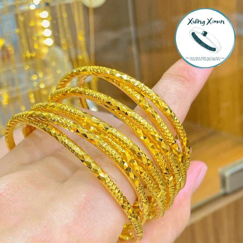 Bộ 7, 9 Chiếc Vòng Ximen Mẫu Kim Cương 3.5Li Đồng Hội Vàng Màu 610 Sài Gòn .Có Khóa Lưỡi Gà Kí Hiệu 610 Mang Hàng Ngày Không Phai Trắng