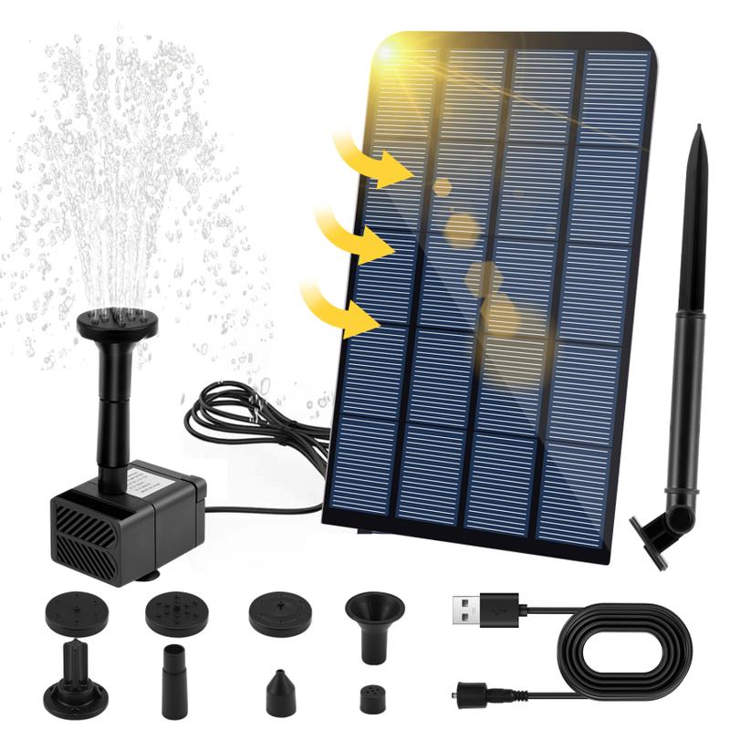 Đài Phun Nước Năng Lượng Mặt Trời, 2,5W, Thích Hợp Cho Hồ Bơi Ngoài Trời, Thiết Kế Hồ Bơi, Chất Liệu Resin, Phong Cách Chậu Cây, Đồ Trang Trí Bờ Nước 1