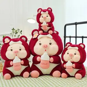 Boneka Pig Dot Hoodie 30Cm 40Cm 50Cm Bahan Plush Import Boneka Pig Dot Koustum Babi Buah Dolls Toys Pasti Ori