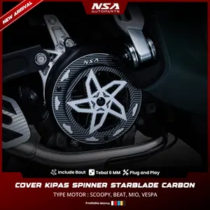 COVER KIPAS SPINER STARBLADE TYPE CARBON Beat Scoopy Vespa Mio NSA AUTOPARTS