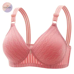 BH Wanita Tanpa Kawat Bra Push Up Busa Tipis Lembut Motif Garis Zig Zag Ukuran Besar