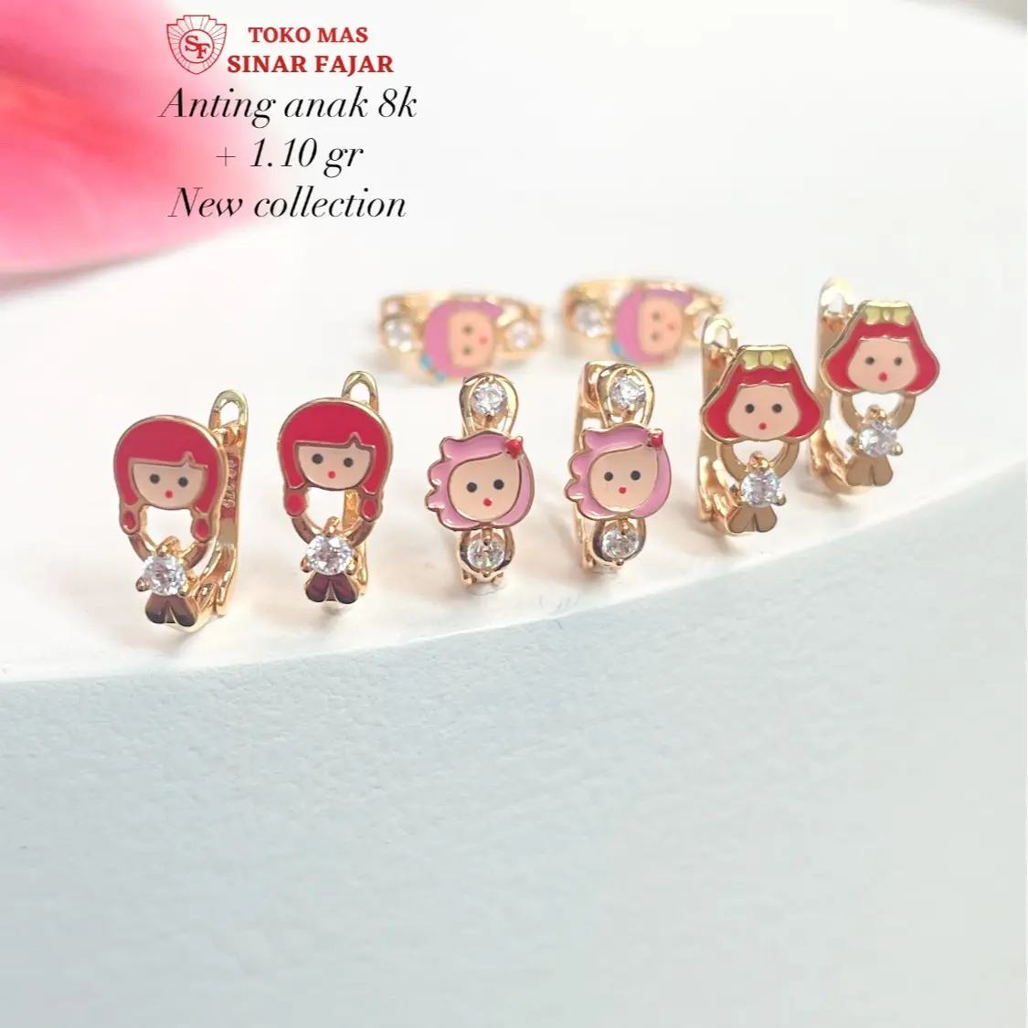 Anting Anak Model Jepit Karakter Boneka Kadar 8K/37.5% Mulai 1.10gr Emas Muda 22