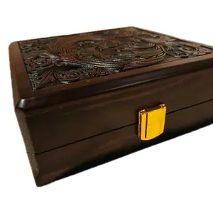 Kotak Perhiasan Kayu Sonokeling 20x20x7cm - Kotak Penyimpanan Hadiah Mantenan Seserahan dengan Desain Elegan pre order