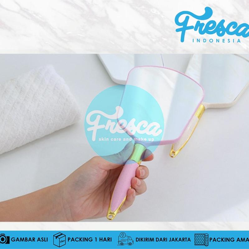 Kaca Mirror Aesthetic Cantik Eyelash / Kaca Rias / Kaca Make Up / Mirror Meja Gagang Pastel Astetik  Warna Aesthetic Pastel 1
