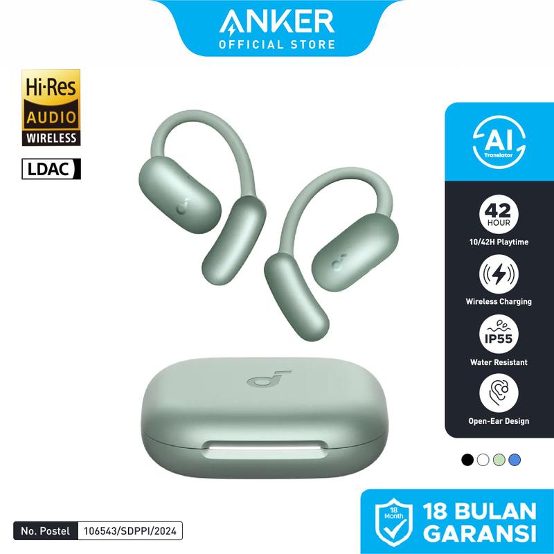Soundcore by Anker AeroFit 2 OWS Open Ear Earbuds Hi-Res Wireless Audio LDAC AI Translation Clear Calls IP55 with Wireless Charging - A3874 1
