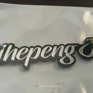 Nama Akrilik Custom 2 Kata Warna Hologram Gold 12-15 Cm 2 Lapisan Atas Bawah Hitam Bisa COD