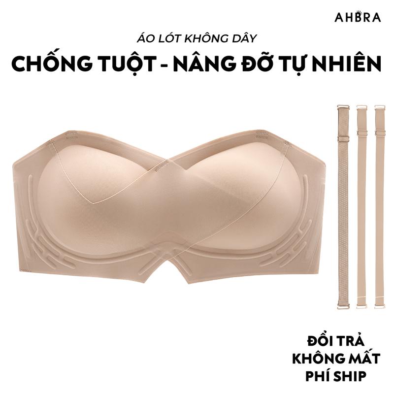  AHBRA Áo Bra Nữ Áo Lót Su Mềm Không Dây Chống Tuột Viền Silicone Chống Trượt Áo Lót Nữ Dáng Quây Dùng Mặc Áo Váy Trễ Vai FS01 