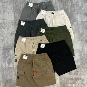 HEYTHRIVE celana pendek kargo pria pinggang karet katun premium
