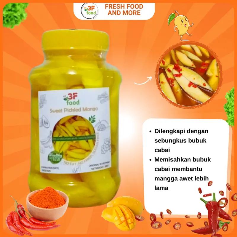 [3F FOOD] Beli 2 gratis 1 Manisan buah mangga pedas 250/500g, Gula asli, Kualitas premium Frozen 1