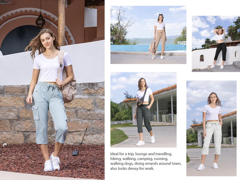 Product Introduction of YSENTO Women's Outdoor Lightweight Cargo Capris Pants Casual Outdoor Trip Loose Shorts 7