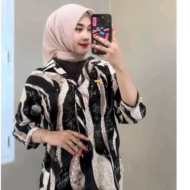 INARA SHIRT MOTIF RAYON PREMIUM FREE PIN GOLD - KEMEJA RAYON MOTIF TERBARU-KEMEJA KOREAN STYLE