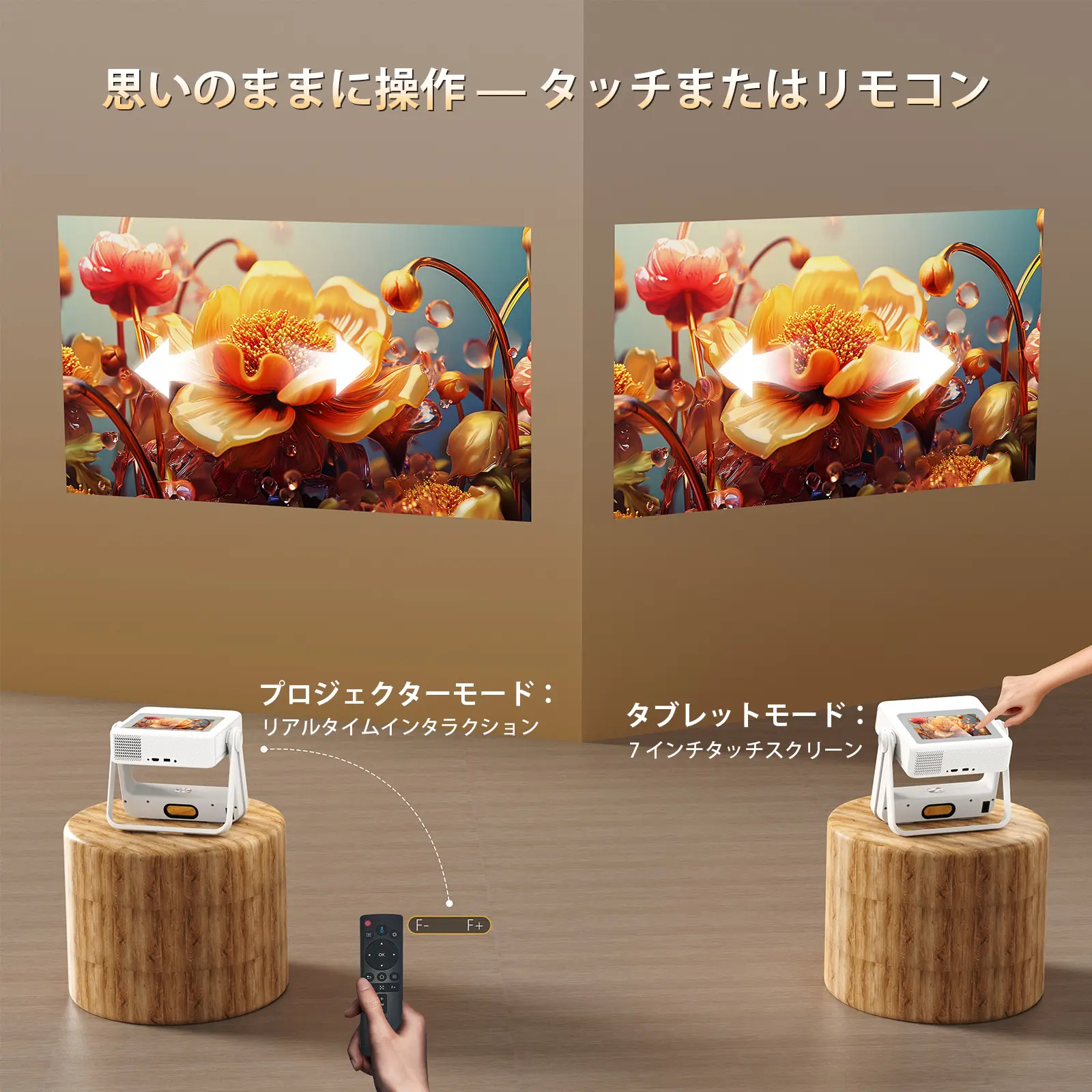 XBJ タッチスクリーン搭載 ポータブルプロジェクター A5 PRO スマート