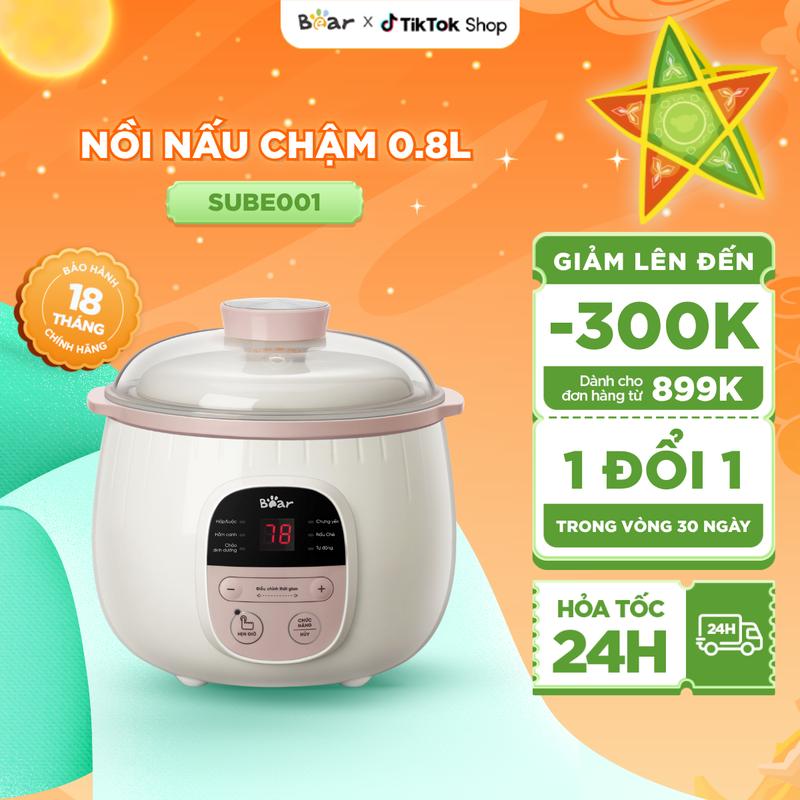 Nồi Nấu Chậm Bear Nồi Nấu Cháo Chậm Ăn Dặm Nồi Nấu Chậm Nồi Chưng Yến Đảm Bảo Giữ Nguyên Chất Dinh Dưỡng SUBE001