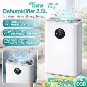 TIXX Dehumidifier 3-in-1 2.5L Tangki Air Visual Purifikasi Ion Negatif Aromaterapi Mode Kelembaban Konstan Cerdas Suara Rendah ≤45dB Hemat Energi 65W Cocok Untuk Rumah 30-60m² Aman Untuk Keluarga