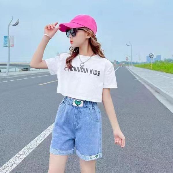 Quần Short Denim, Cho Bé Gái, Hàng Mới Về Mùa Hè 2024, Áo Mặc Bên Ngoài Trẻ Em, Dáng Rộng Vừa Vặn, Vải Denim Mỏng, Thích Hợp Cho Trẻ Em Và Thanh Thiếu Niên, Quần 5