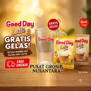 PROMO Beli 1 Renteng Kopi Good Day Latte 22gr (Isi 10 Sachet) GRATIS 1 Gelas Kaca