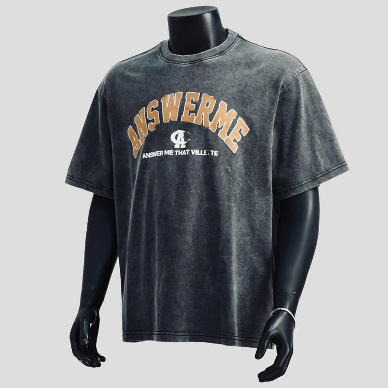  Áo Thun Nam Boxy Cổ Tròn Was Đen Phong Cách Bụi Bặm HipHop ANSWERME 