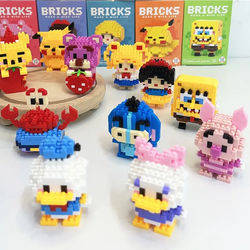 Mainan Anak Balok Building Blocks Plastik Mini Karakter Kartun 3