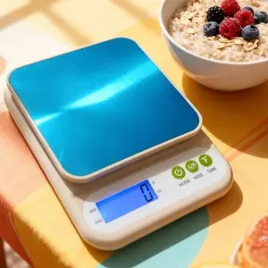 Timbangan Dapur digital 10kg alas stainless layar menyala