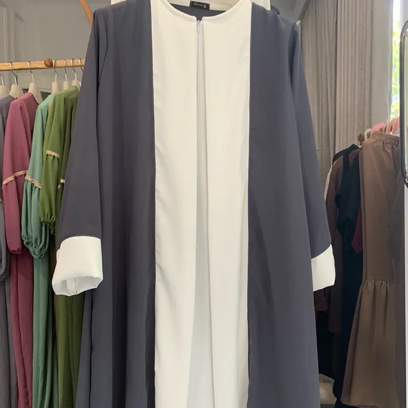 ABAYA dua warna crinkle airflow by abneina jet black abaya arabian abaya turkey Turki 4
