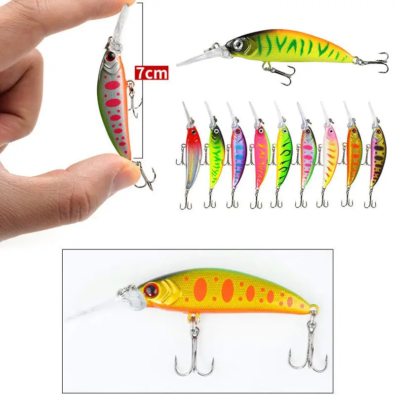 Umpan Pancing 7Cm/5.6G Mata 3d Umpan Pancing Kecil Umpan Berenang Ikan Kecil Umpan Pancing Pesca Leurre Buatan Umpan Keras Plastik Penggetar Lure 3